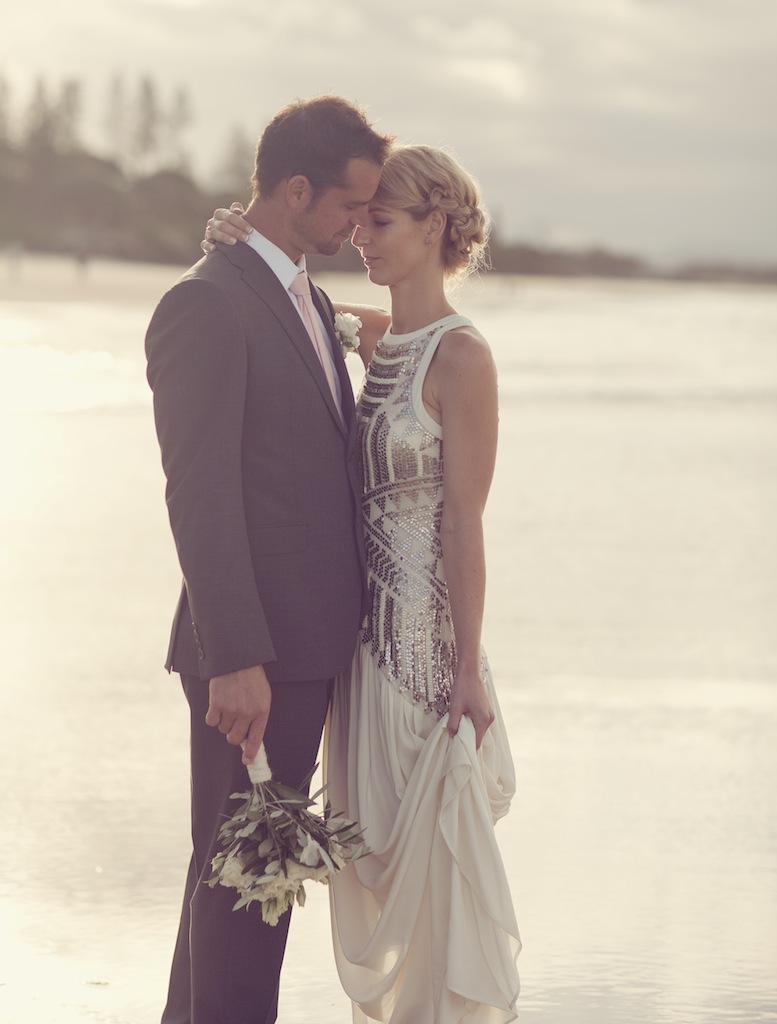Wedding portrait near the beach