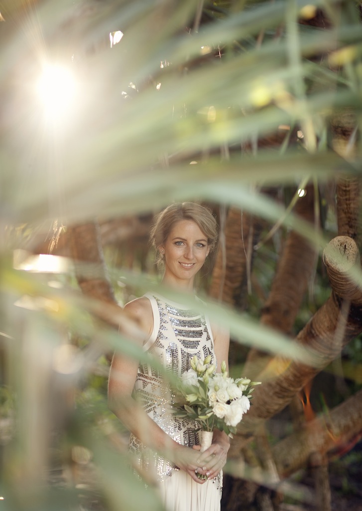 Wedding portrait among palms